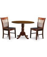 3Pc Dinette Kitchen Dining Set Round Table With 2 Wood Seat Chairs In Ma... - £449.54 GBP