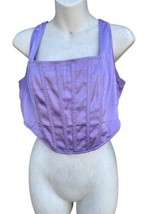 Misguided  Cropped halter purple sleeveless top shirt sz 10 zip front - $9.89