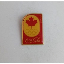 Vintage 1987 Coca-Cola Canada Yellow &amp; Red Olympic Lapel Hat Pin - £9.69 GBP