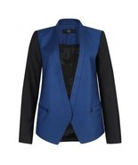 $525 TIBI Jagger Suiting BLAZER Pacific BLUE Tuxedo Jacket Retro - $433.03 CAD