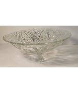 3-Footed Serving Bowl Anchor Hocking AHC26 Pattern Clear Pressed Glass w... - $20.58 CAD