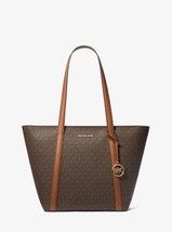 Michael Kors Pratt Large Logo and Leather Top-Zip Tote Bag Brown MSRP $498 - £108.53 GBP