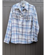 Womens NWOT Plaid Button Down Fringe Shirt Fall Jacket Flannel Shirt Sha... - $43.32 CAD