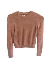 Aritzia Sunday Best Womens Kitten Sweater Fuzzy Pink Crewneck Sz S - £28.84 GBP