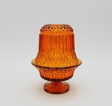 Indiana Glass Amber Fairy Light Candle Lamp Diamond and Column Footed 2 Piece - £23.48 GBP