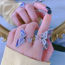 Statement Flower Butterfly Open Rings For Women New Trends Jewelry Personality C - £11.43 GBP