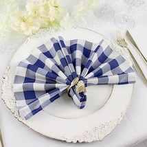 25 Pcs 15X15&quot;&quot; Navy Blue White Checkered Polyester Napkins Picnic Event Linens G - £32.43 GBP