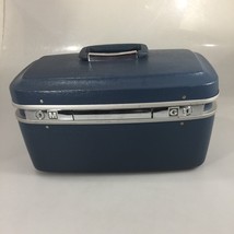 Hawthorne Blue Hard Suitcase Luggage Overnight Train Case Cosmetic Vintage MG - $63.70
