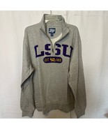 LSU Tigers 1/4 Zip Pullover Sweatshirt Blue 84 Gray Large Embroidered Lo... - $54.69 CAD