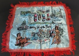 *Read*Vintage Cuba &quot;Holiday Isle of the Tropics&quot; Colorful 18x17 Pillow C... - $30.53