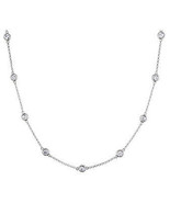 1.00 CTW Created Diamond By The Yard Sterling Silver Necklace Chain  - £34.00 GBP