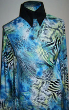 Blue Swirly Animal Print Hologram Sequin Dot Lycra Stretch Fabric 1 yard 11 inch - £28.86 GBP