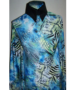 Blue Swirly Animal Print Hologram Sequin Dot Lycra Stretch Fabric 1 yard... - £28.32 GBP
