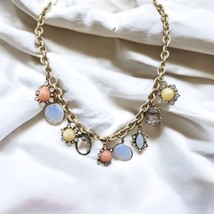 LOFT Satin Gold Tone Cable Chain Baubles Rhinestone Crystals STATEMENT N... - $11.97
