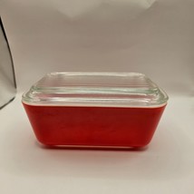 Vintage Pyrex 1.5 PT Loaf Refrigerator Dish #0502 Red w/Lid #502-C - £15.67 GBP