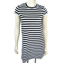 Madewell Striped Velour Tee Shirt Dress Size Small Navy Blue and White  - £17.87 GBP