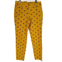Old Navy Pixie Ankle Pants 0 Womens Yellow Floral Mid Rise Skinny Leg St... - $18.69