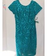 studio 1 teal sequin dress size 10 Short sleeve nice dress - $38.02 CAD