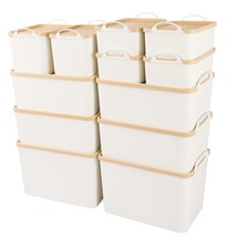 12Pcs All-In-One Lidded Plastic Storage Bins Set White Desk Basket Box D... - $234.99