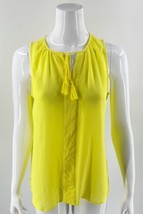 Violet Claire Sleeveless Top M Bright Yellow Tassel Tie Neck Blouse Womens NEW - £18.82 GBP
