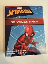 Marvel Spider-Man 32 Valentines with heart seals New Paper Magic Group - $5.93