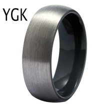 New Fashion Matte Silver surface black ring Tungsten Carbide cool men ring weddi - £29.02 GBP