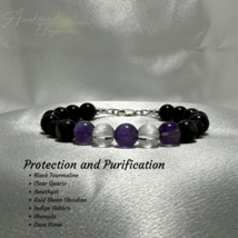 Complete Protection and Purification Bracelet,8MM Beads, Natural Stones - £32.83 GBP+