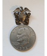 WW2 US Navy Officer Hat Insignia Eagle Pin 10K GF 925 Sterling Silver - $512.68 MXN