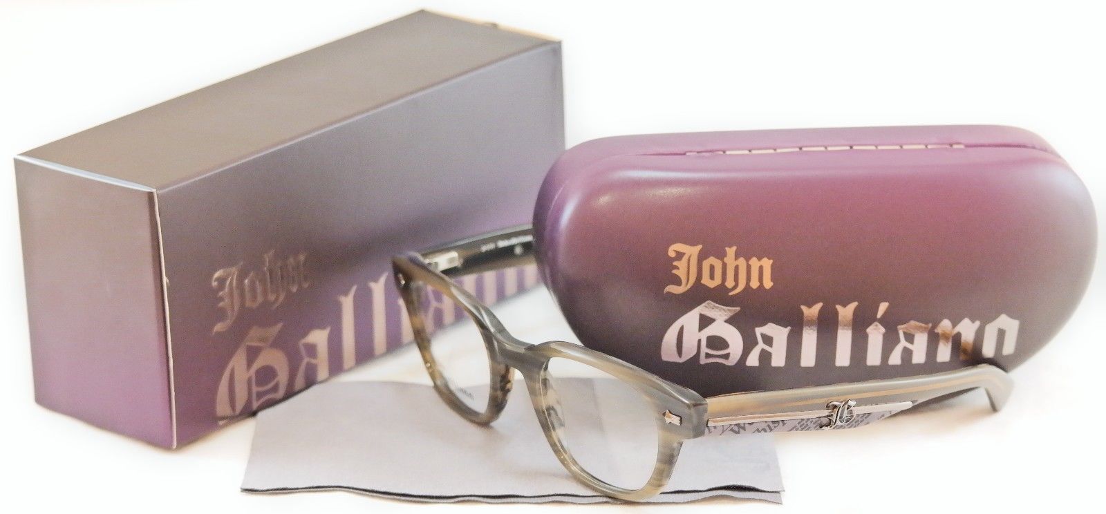 John Galliano Authentic Eyeglasses Frame JG5018 064 Plastic Gray Newspaper Italy - $149.52