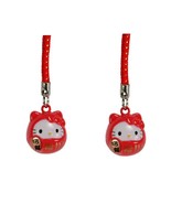 SET OF 2 HELLO KITTY BRASS BELL CHARM Lucky Fortune Daruma Red Cell Phon... - $170.40 MXN