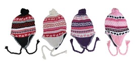 Wholesale lot of 12 Pack Ladies Teen Knit Hat Beanie with Earflap and Po... - £23.22 GBP
