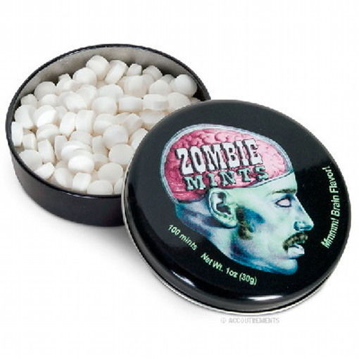 Zombie Breath Mints, Mmmm! Brain Flavor! in Illustrated Metal Tin, SEALED - $2.50