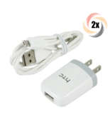 2x Bundles OEM HTC White Micro USB Android Smartphone Charger Cable &amp; Ad... - $8.72