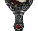 Love Never Dies Sugar Skull On Bed Of Red Roses Wine Goblet With Celtic ... - $23.99