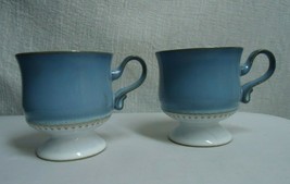 Denby Castile Pedestal Mugs Cups Set of 2 Blue White Stoneware NO SAUCERS - £11.06 GBP
