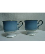 Denby Castile Pedestal Mugs Cups Set of 2 Blue White Stoneware NO SAUCERS - £10.98 GBP