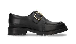 Vegane Damen Schuhe Flach loafer derby aus schwarz Apfelhaut mit Riemen ... - $121.27