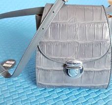 Women Gray Holster Crocodile / Alligator Belly Leather BAG Shoulder Handbag  - £239.24 GBP