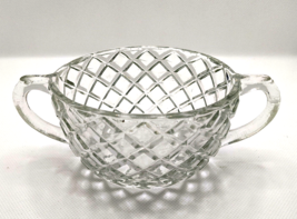 Vintage Pressed Glass Sugar Bowl Candy Dish Diamond Pattern Mid Century Decor - £9.56 GBP