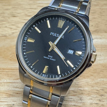 Pulsar Quartz Watch VJ42-X053 Men 50m Silver Black Steel Date Analog New Battery - £28.39 GBP