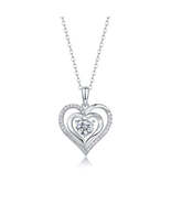 925 Sterling Silver Moissanite Inlay Heart Shape Pendant Necklace - $71.19 CAD