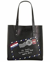 Celebrate Shop Holiday Arcade Santa Postcard Tote Faux Leather Handbag, Black - £23.59 GBP