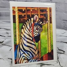 Vintage Greeting Card Note Card Zebra Carnival Carousel Horse Colorful B... - $5.93