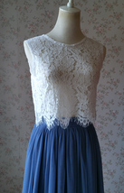 Summer White Lace Crop Top Wedding Bridesmaid Custom Size Sleeveless Lace Tops image 2