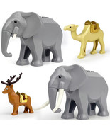4Pcs Natural Animals Minifigures Elephant Deer Camel Mini Building Block... - $17.29