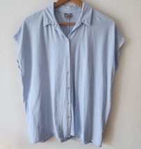 J Jill Light Blue Cap Sleeve Blouse Button Up Short Sleeve Top Womens Sz S  - $24.00