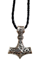 Viking Thors Hammer Necklace Pendant Mjolnir Amulet Cord Serpent Norse Pagan - £6.29 GBP