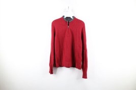 Vintage Woolrich Womens Large Distressed Wool Knit Half Zip Pullover Sweater Red - £23.70 GBP