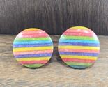 Round Limestone Earrings Pierced Rainbow Stud Statement Fashion Costume ... - $13.00