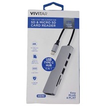 Vivitar SD &amp; Micro SD Card Reader USB Type C Hub 6 in 1 - $7.70